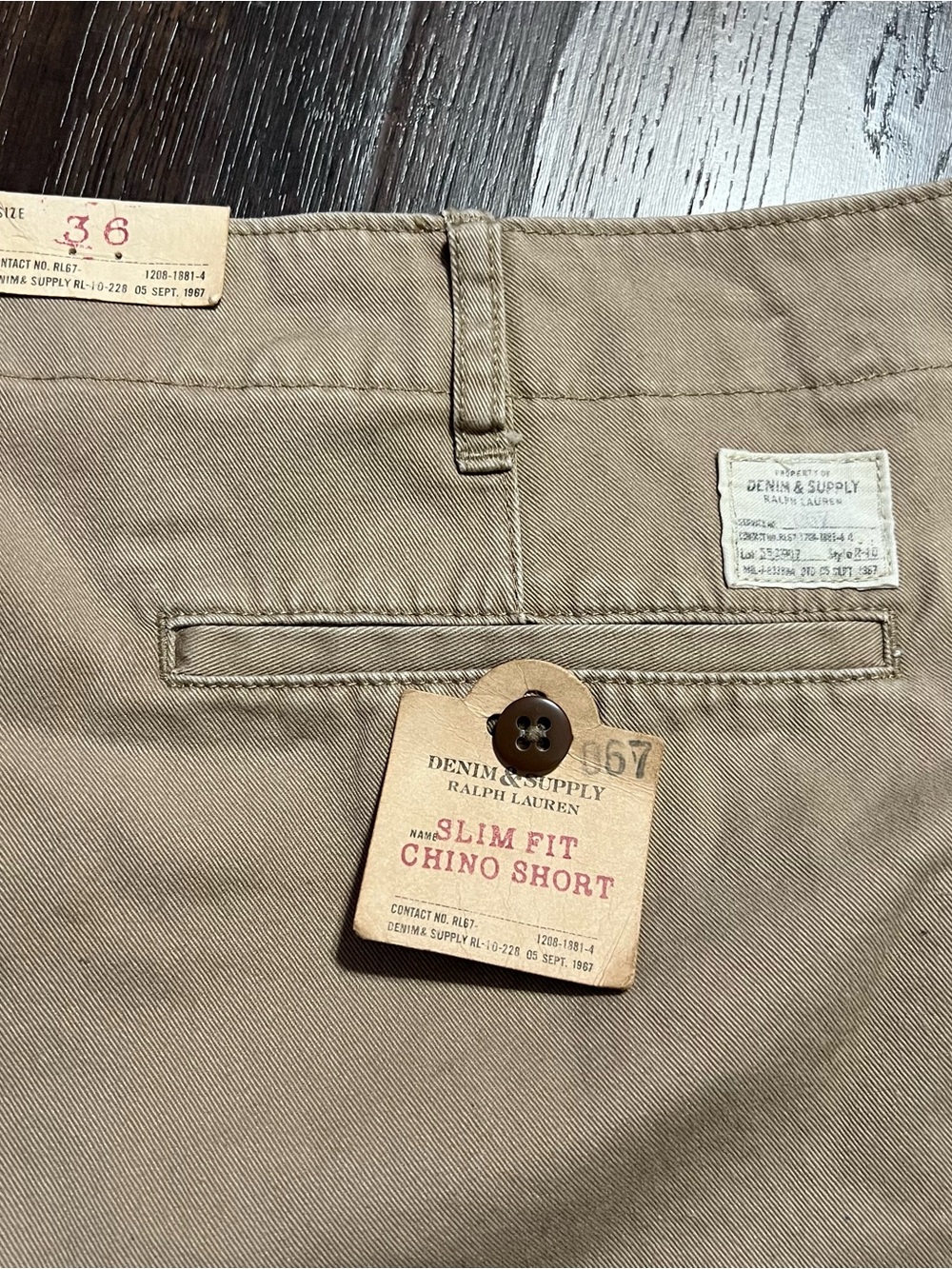 Denim & Supply Ralph Lauren Mens Size 36 Shorts Khaki US Flag - Picture 4 of 7